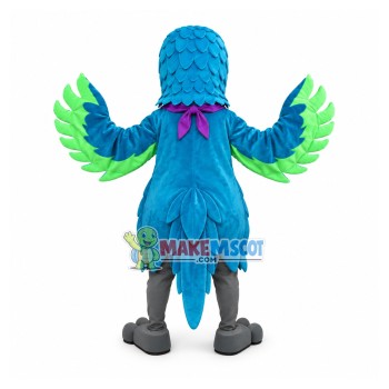 Uneasy Blue Feathered Parrot Mascot Costume Uneasy Blue Feathered Parrot Mascot Costume