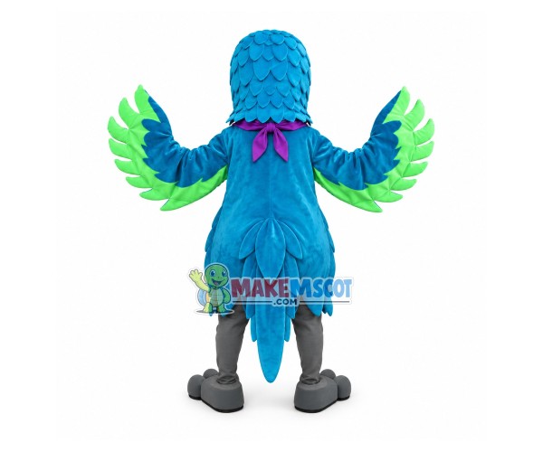 Uneasy Blue Feathered Parrot Mascot Costume Uneasy Blue Feathered Parrot Mascot Costume