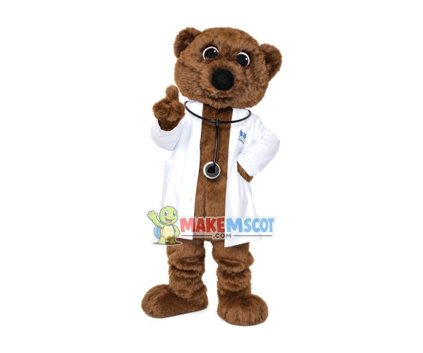 Doctor Bear With Stethoscope Mascot Costume Doctor Bear With Stethoscope Mascot Costume