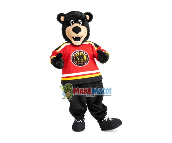University Black Furry Bear Mascot Costume University Black Furry Bear Mascot Costume