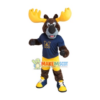 Adult Sport Moose With Strong Antlers Mascot Costume Adult Sport Moose With Strong Antlers Mascot Costume