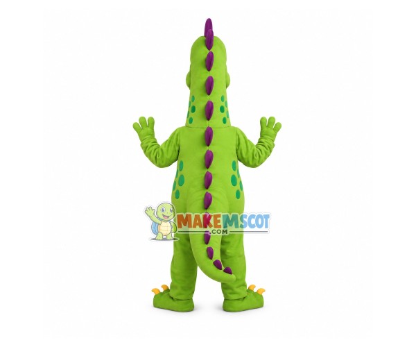 Adventurous Green Dinosaur Mascot Cartoon Costume Adventurous Green Dinosaur Mascot Cartoon Costume