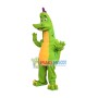Adventurous Green Dinosaur Mascot Cartoon Costume