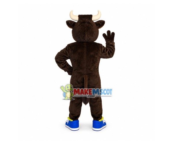 Sport Brown Bull In Place Mascot Costume