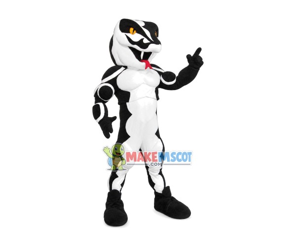 Customized Black & White Muscle Viper Mascot Costume