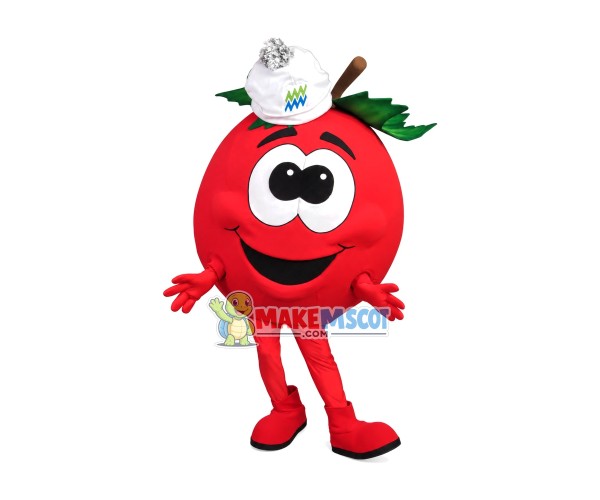 Red Haw With Knitted Hat Mascot Costume Red Haw With Knitted Hat Mascot Costume