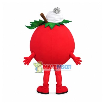 Red Haw With Knitted Hat Mascot Costume Red Haw With Knitted Hat Mascot Costume
