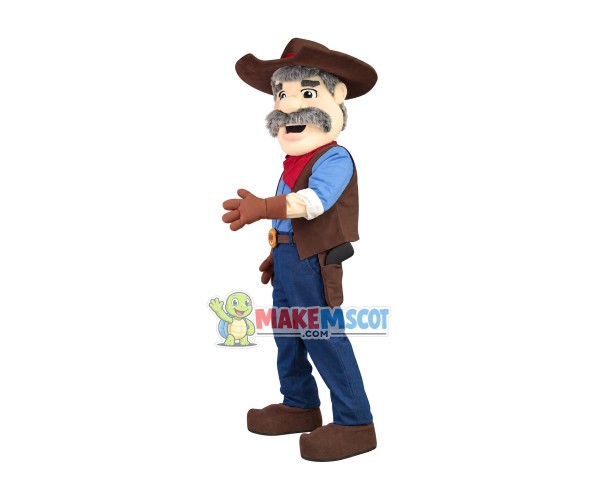 Older Experienced Cowboy Mascot Costume Older Experienced Cowboy Mascot Costume