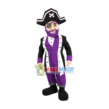 Grumpy One-eyed Pirate With Purple Beard Mascot Costume Grumpy One-eyed Pirate With Purple Beard Mascot Costume