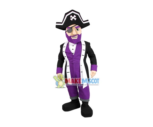 Grumpy One-eyed Pirate With Purple Beard Mascot Costume Grumpy One-eyed Pirate With Purple Beard Mascot Costume