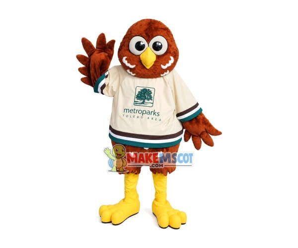 Friendly Bald Owl Mascot Costume For The Park Friendly Bald Owl Mascot Costume For The Park