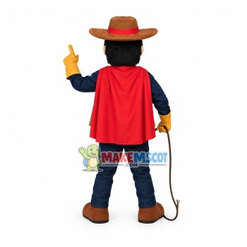 Western Cowboy Waving The Horse Whip Mascot Costume Western Cowboy Waving The Horse Whip Mascot Costume
