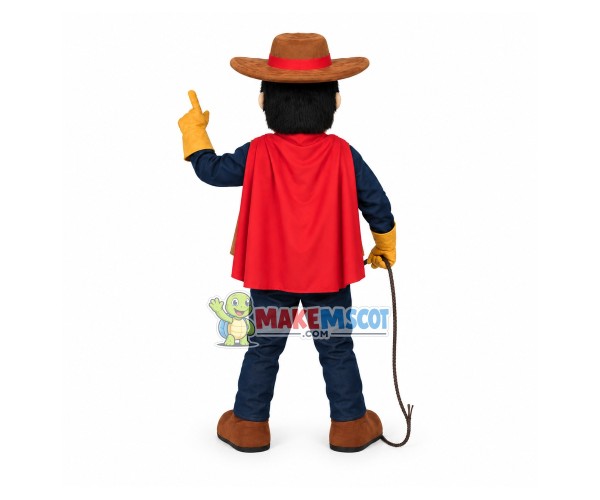 Western Cowboy Waving The Horse Whip Mascot Costume Western Cowboy Waving The Horse Whip Mascot Costume