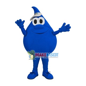 Blue Water Drop With Sun Hat Mascot Costume