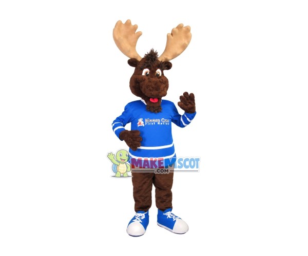 Representative Moose of The Market Website Mascot Costume Representative Moose of The Market Website Mascot Costume