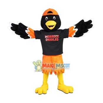 Lively Bird In The Orange Cap Mascot Costume