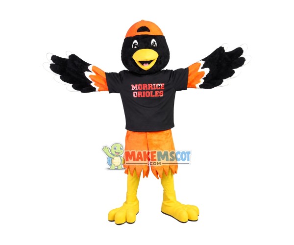 Lively Bird In The Orange Cap Mascot Costume Lively Bird In The Orange Cap Mascot Costume