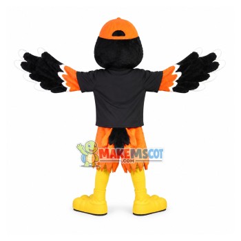 Lively Bird In The Orange Cap Mascot Costume Lively Bird In The Orange Cap Mascot Costume