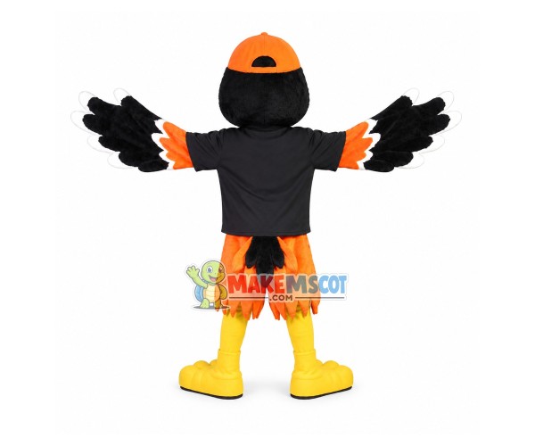 Lively Bird In The Orange Cap Mascot Costume Lively Bird In The Orange Cap Mascot Costume