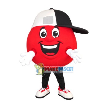 Cartoon Red Ball With Baseball Cap Mascot Costume Cartoon Red Ball With Baseball Cap Mascot Costume