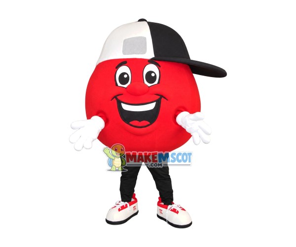 Cartoon Red Ball With Baseball Cap Mascot Costume Cartoon Red Ball With Baseball Cap Mascot Costume