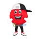 Cartoon Red Ball With Baseball Cap Mascot Costume Cartoon Red Ball With Baseball Cap Mascot Costume