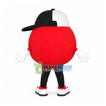 Cartoon Red Ball With Baseball Cap Mascot Costume Cartoon Red Ball With Baseball Cap Mascot Costume