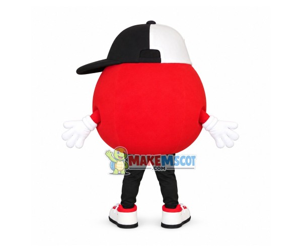 Cartoon Red Ball With Baseball Cap Mascot Costume Cartoon Red Ball With Baseball Cap Mascot Costume