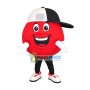 Cartoon Red Ball With Baseball Cap Mascot Costume