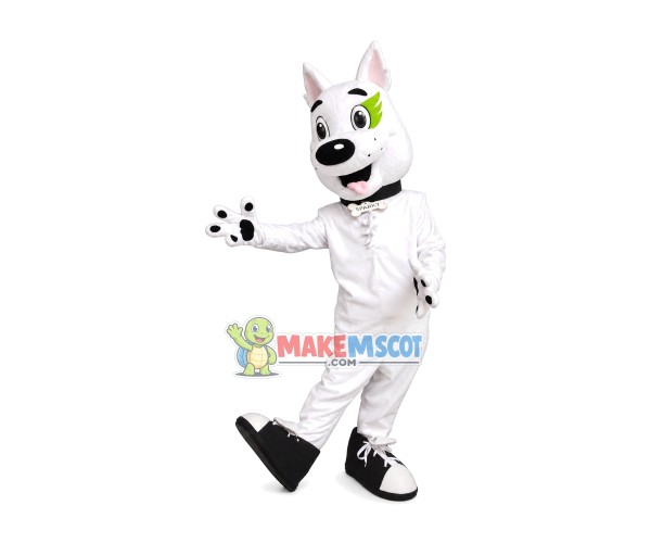 Active Domestic White Pet Dog Mascot Costume Active Domestic White Pet Dog Mascot Costume