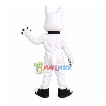 Active Domestic White Pet Dog Mascot Costume Active Domestic White Pet Dog Mascot Costume