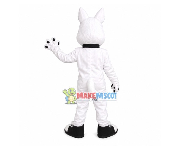 Active Domestic White Pet Dog Mascot Costume Active Domestic White Pet Dog Mascot Costume