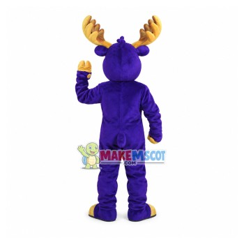Happy Adult Moose With Red Love Mascot Costume