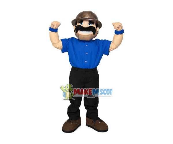 Cheering Up Experienced Miner Mascot Costume Cheering Up Experienced Miner Mascot Costume