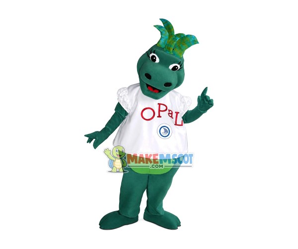 Green Dragon In The Puff Sleeve Top Mascot Costume