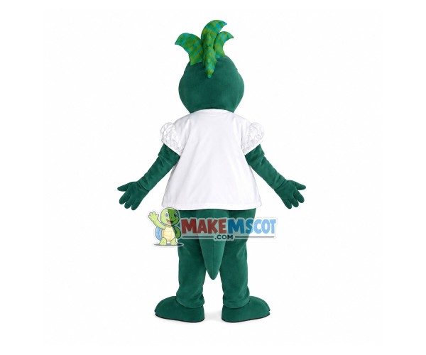 Green Dragon In The Puff Sleeve Top Mascot Costume Green Dragon In The Puff Sleeve Top Mascot Costume