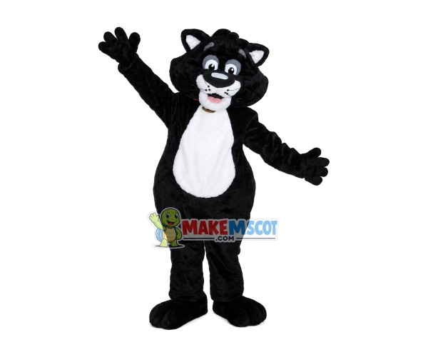 Cozy Black House Cat Mascot Soft Costume Cozy Black House Cat Mascot Soft Costume