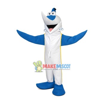 Joyful Pointed Mouth White Dolphin Mascot Costume Joyful Pointed Mouth White Dolphin Mascot Costume