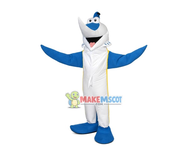 Joyful Pointed Mouth White Dolphin Mascot Costume