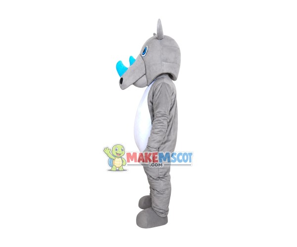 Blue Horns Rhino Mascot Costume Blue Horns Rhino Mascot Costume