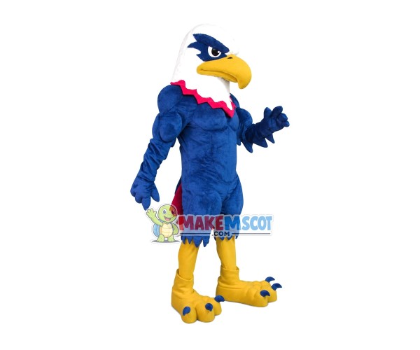 Patient Blue Muscular Eagle Mascot Costume Patient Blue Muscular Eagle Mascot Costume