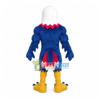 Patient Blue Muscular Eagle Mascot Costume Patient Blue Muscular Eagle Mascot Costume