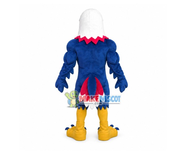 Patient Blue Muscular Eagle Mascot Costume Patient Blue Muscular Eagle Mascot Costume
