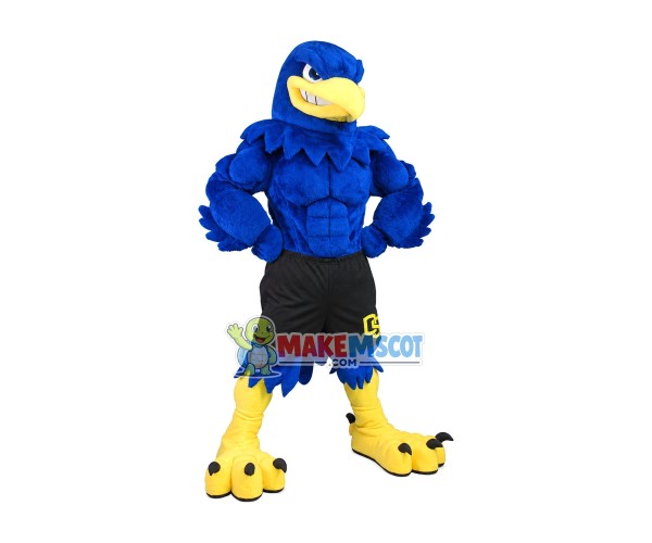 Muscular Falcon In Black Shorts Mascot Costume