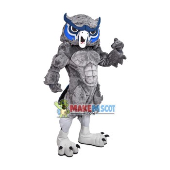 Vigorous Gray Muscle Owl Mascot Adult Costume