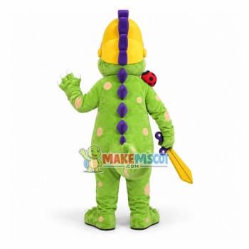 Sloppy Green Dinosaur Soldier Mascot Costume Sloppy Green Dinosaur Soldier Mascot Costume