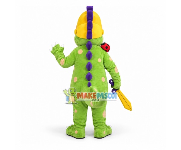 Sloppy Green Dinosaur Soldier Mascot Costume