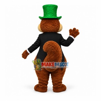 Gentleman Squirrel In The Green Top Hat Mascot Costume Gentleman Squirrel In The Green Top Hat Mascot Costume