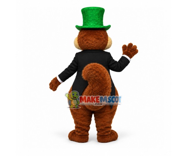 Gentleman Squirrel In The Green Top Hat Mascot Costume Gentleman Squirrel In The Green Top Hat Mascot Costume
