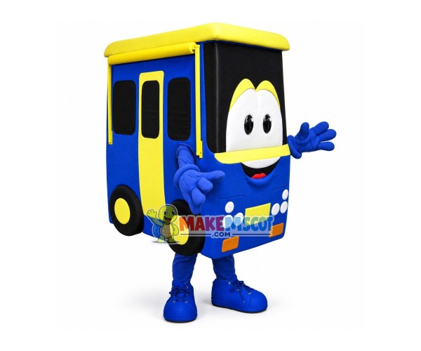Small Capacity Blue School Bus Mascot Costume Small Capacity Blue School Bus Mascot Costume